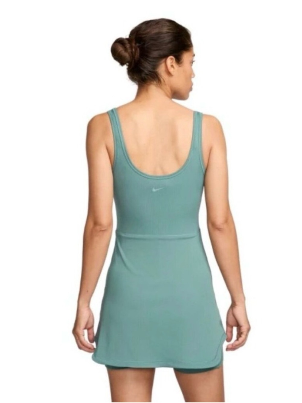Nike One Capsule Ribbed Dress Dri-FIT with Built in Shorts Size LARGE jade green - Picture 2 of 3